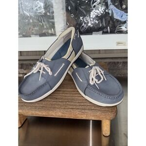 Womens Ryka Size 10 W Chatham Boat Shoes Slip Ons/Lace Bluish Grey Rubber Sole